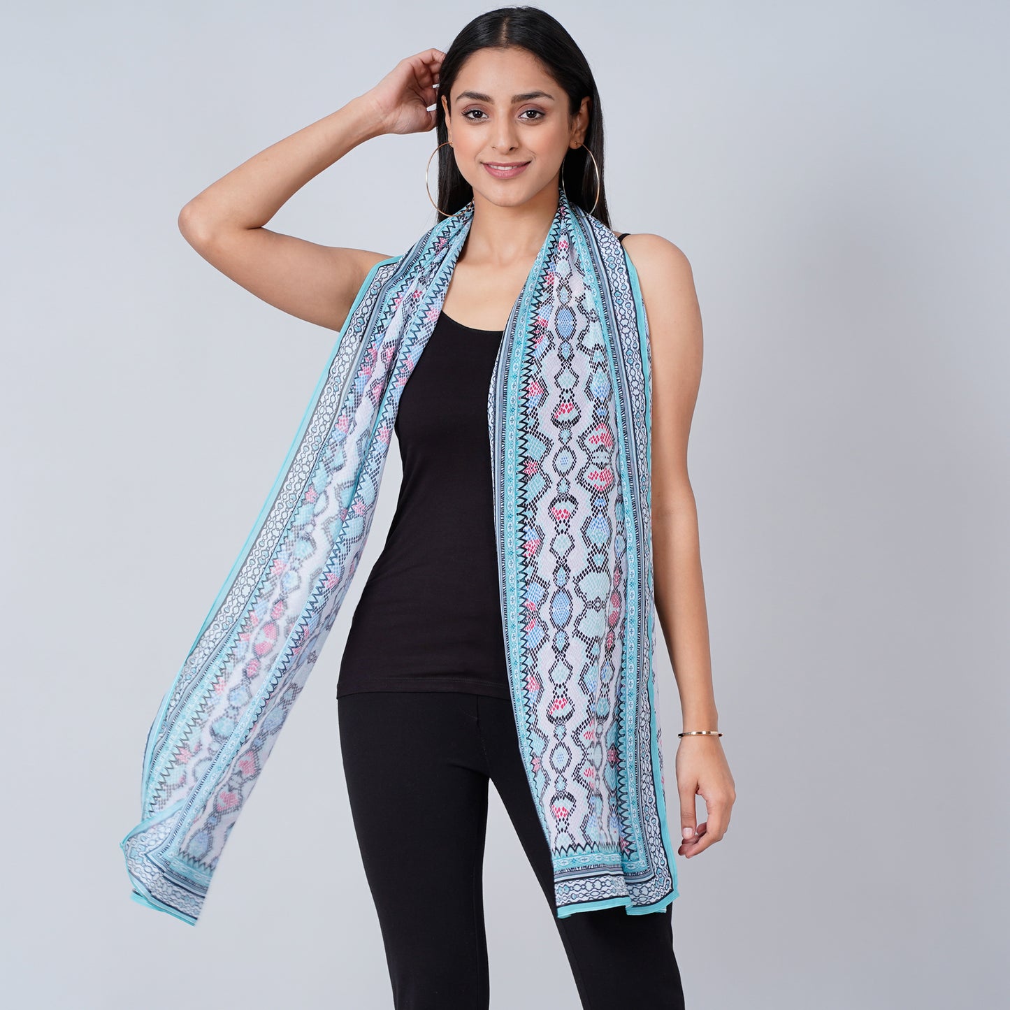 Blue Geometric Stole