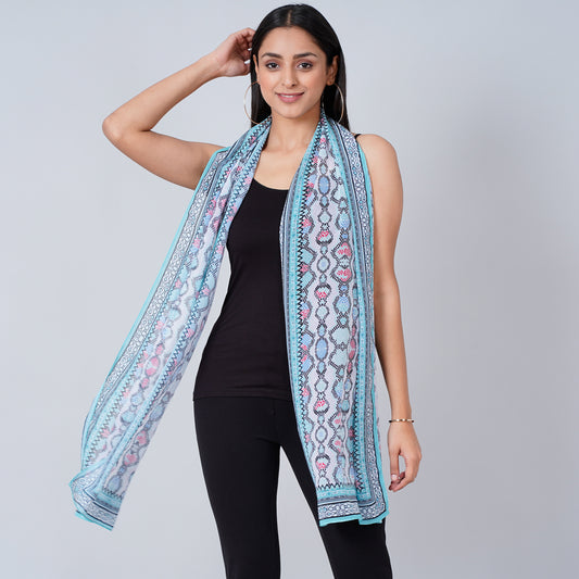 Blue Geometric Stole