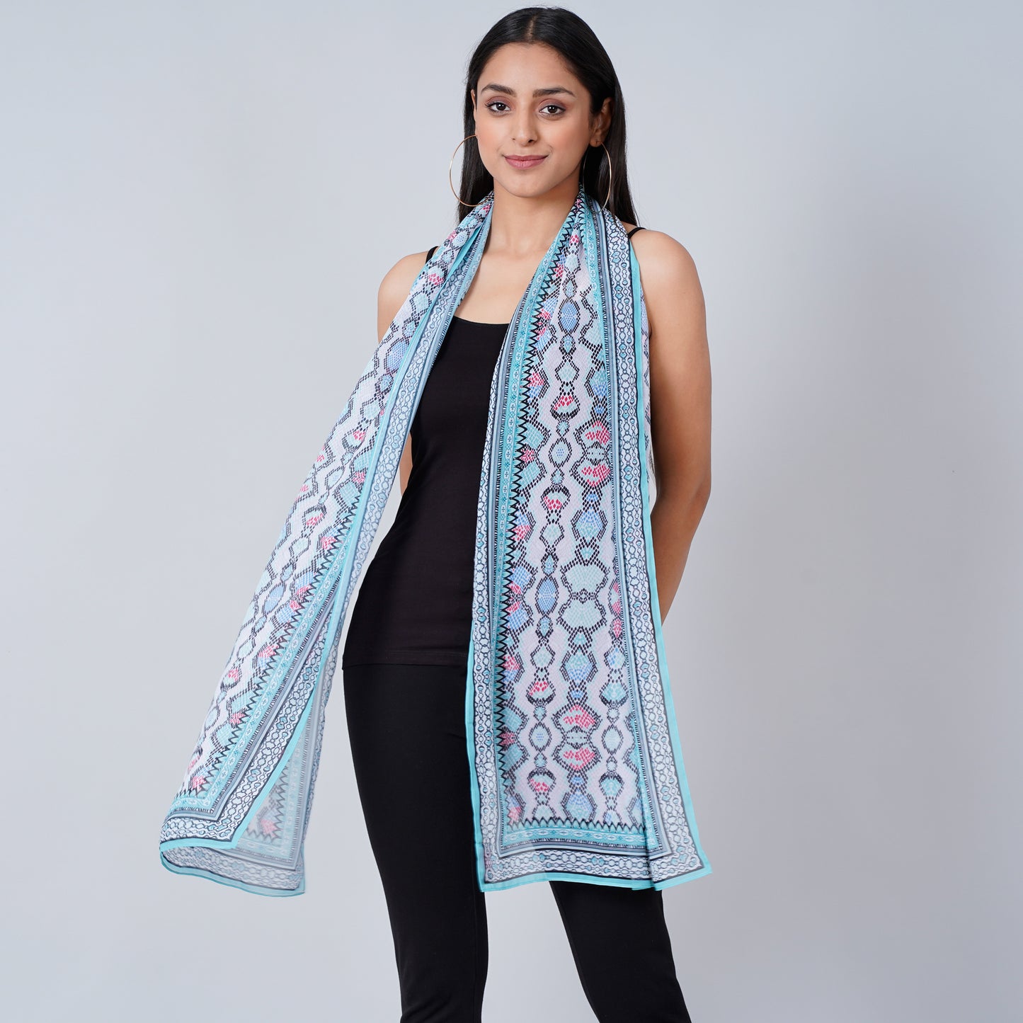 Blue Geometric Stole