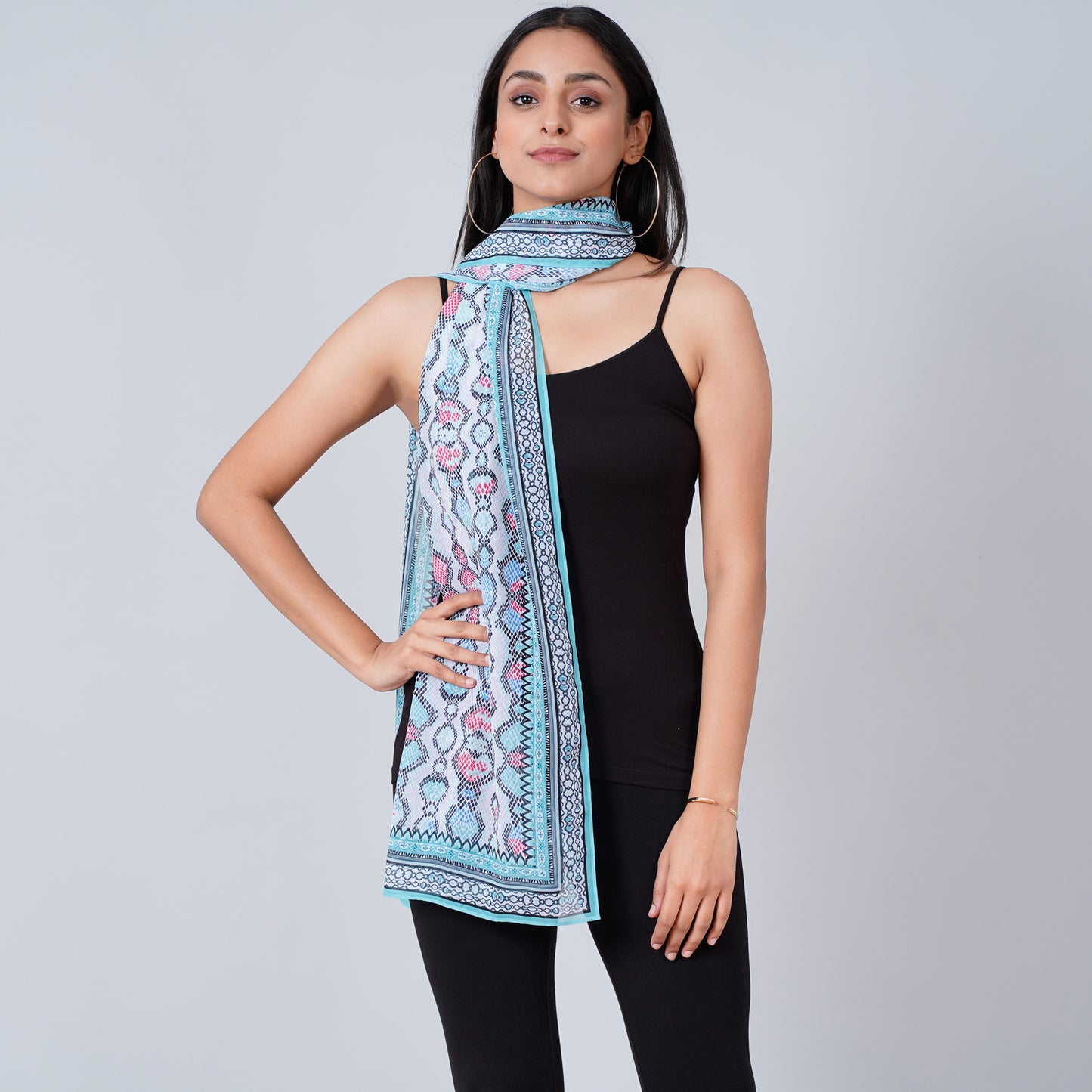 Blue Geometric Stole