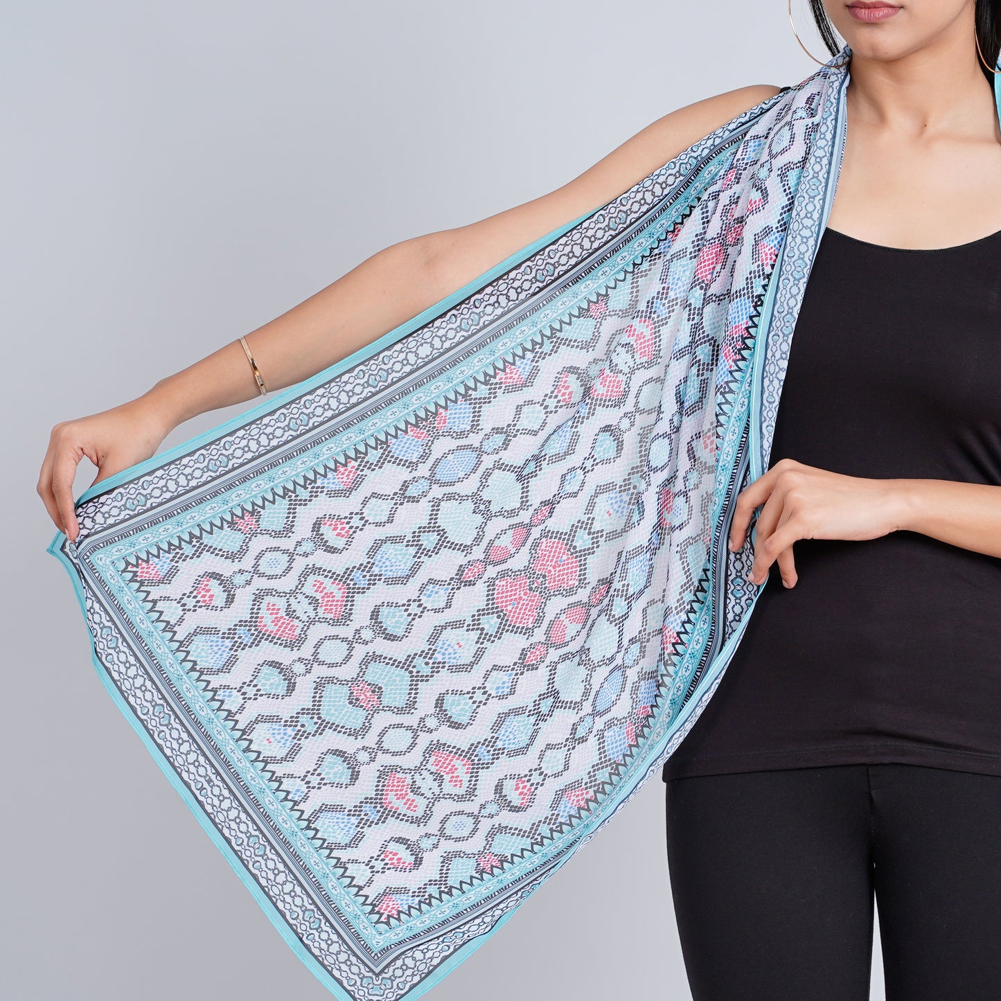 Blue Geometric Stole