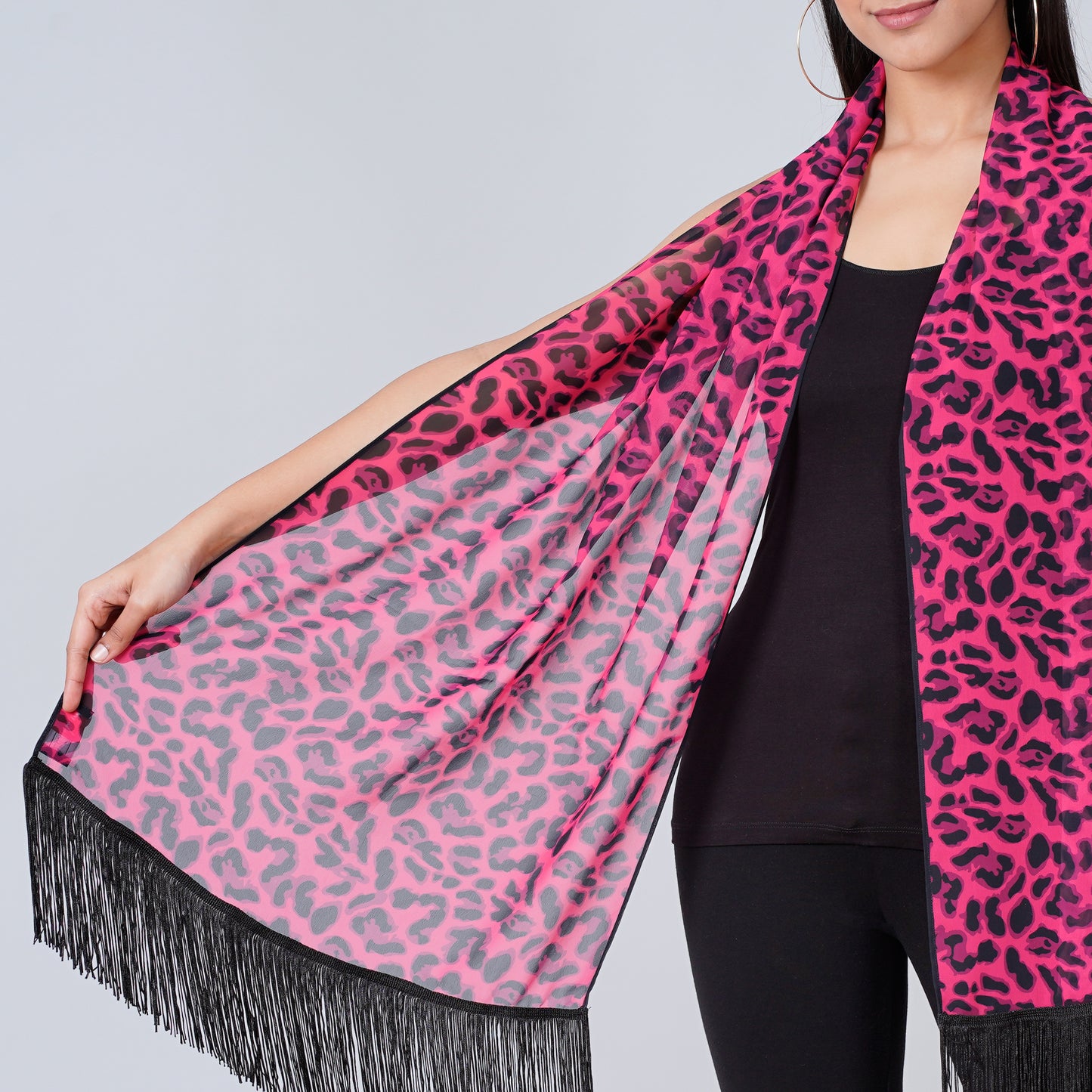 Magenta Leopard Print Stole