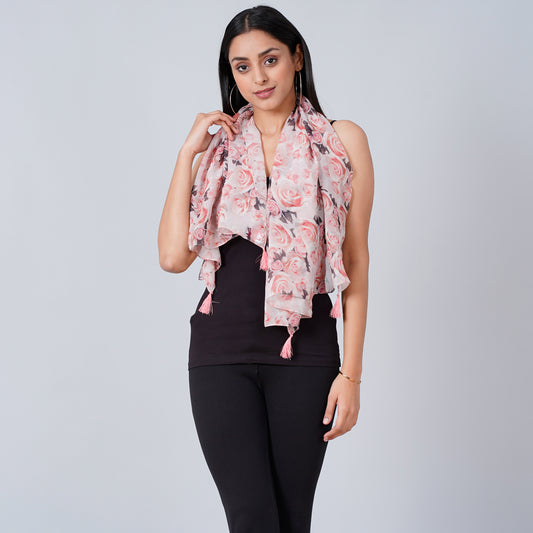 Pink Floral Scarf