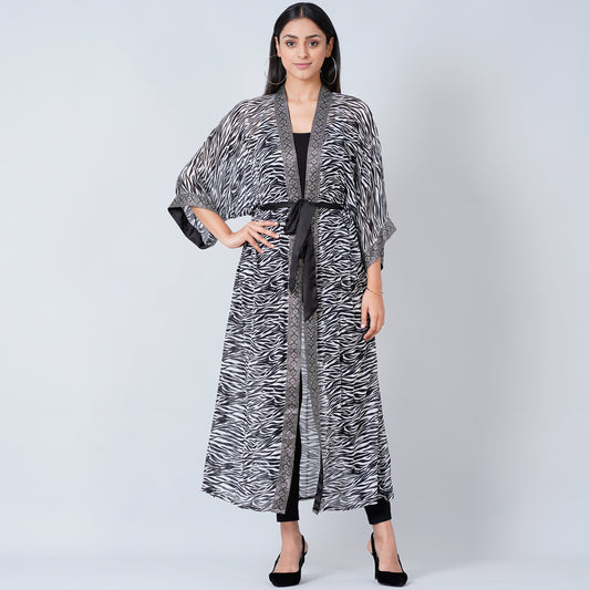 Black and White Zebra Print Cover-Up