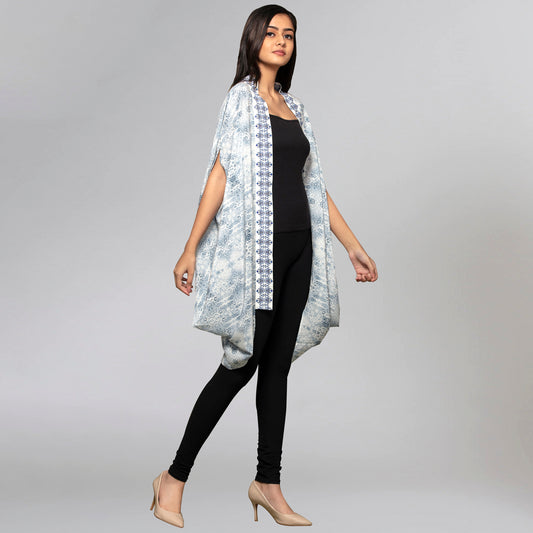 Purple Animal Print Silk Cape