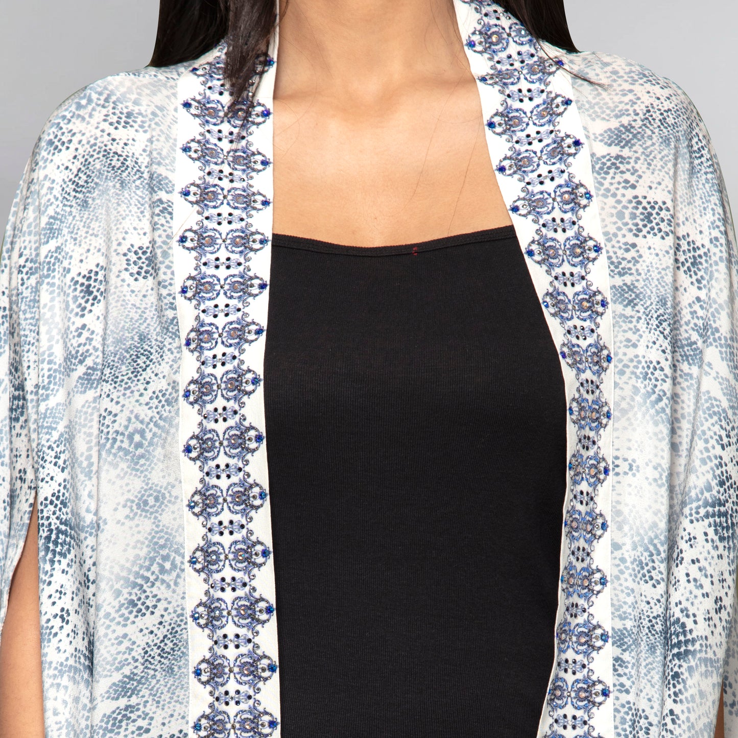 Purple Animal Print Silk Cape
