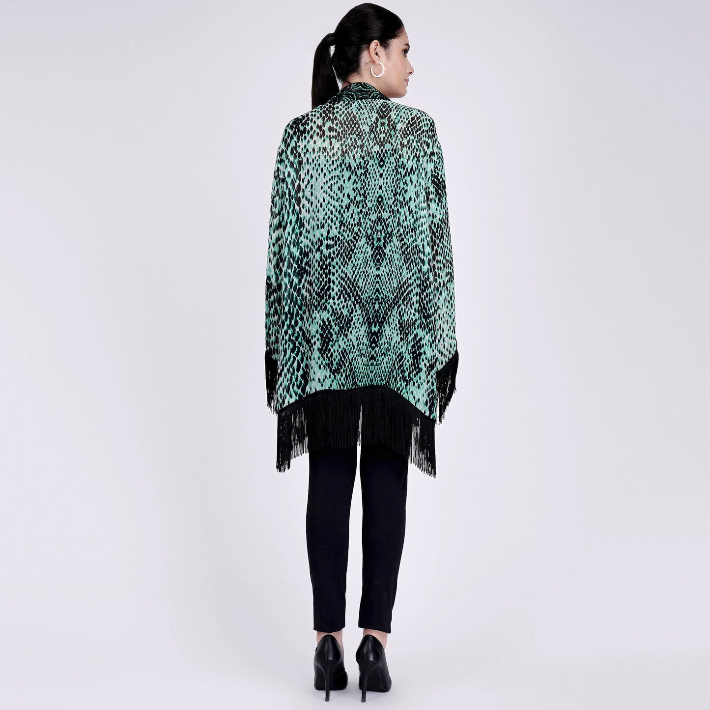 Green Animal Print Kimono