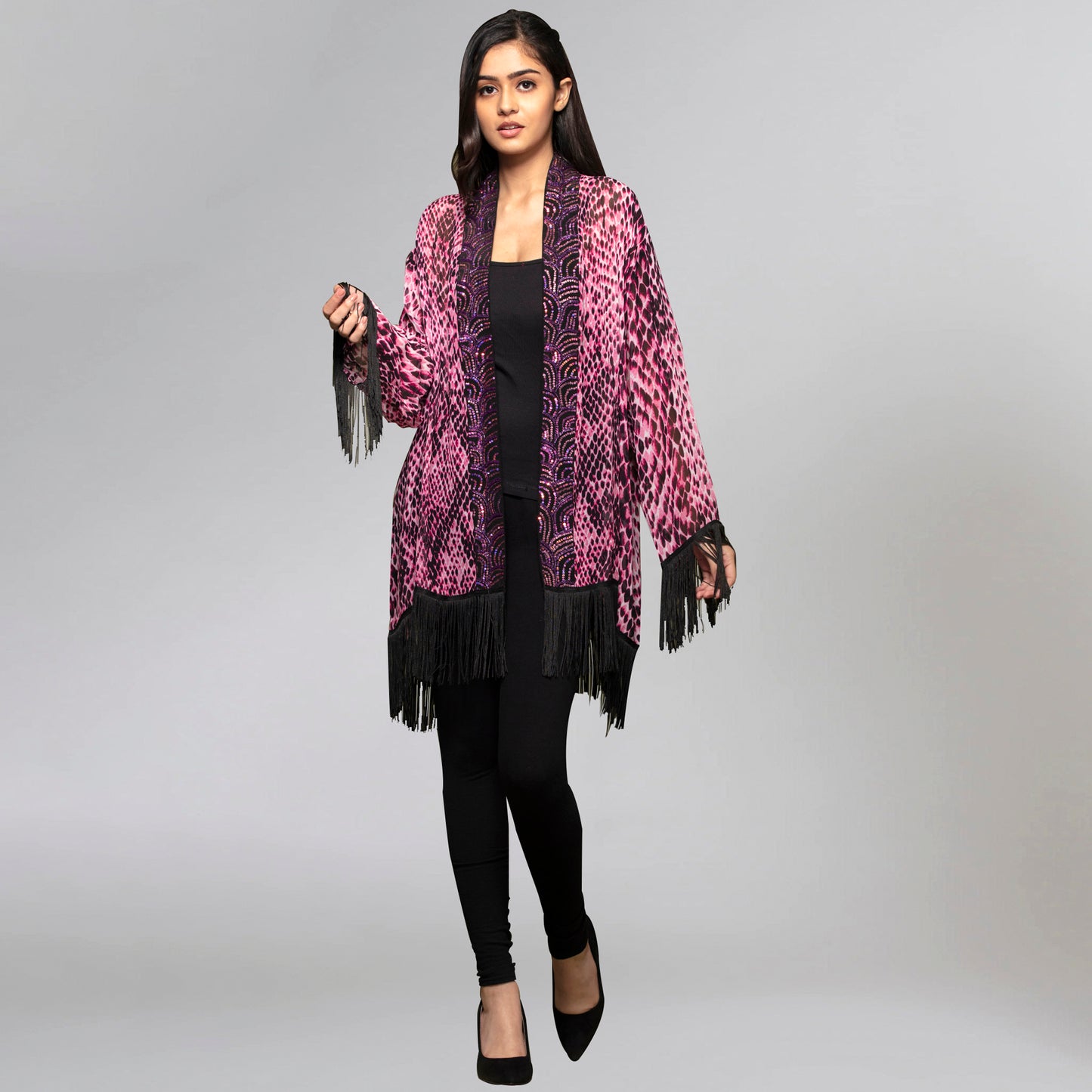 Pink Animal Print Kimono
