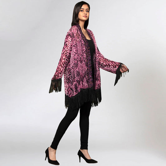 Pink Animal Print Kimono