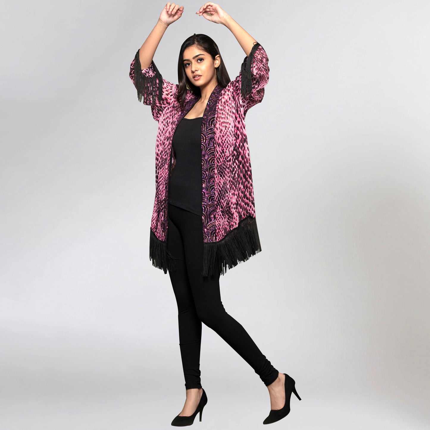 Pink Animal Print Kimono