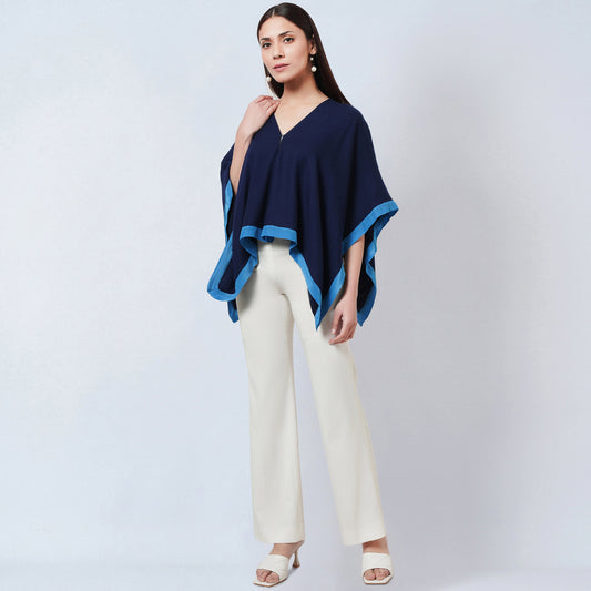 Dark Blue Short Cashmere Cape