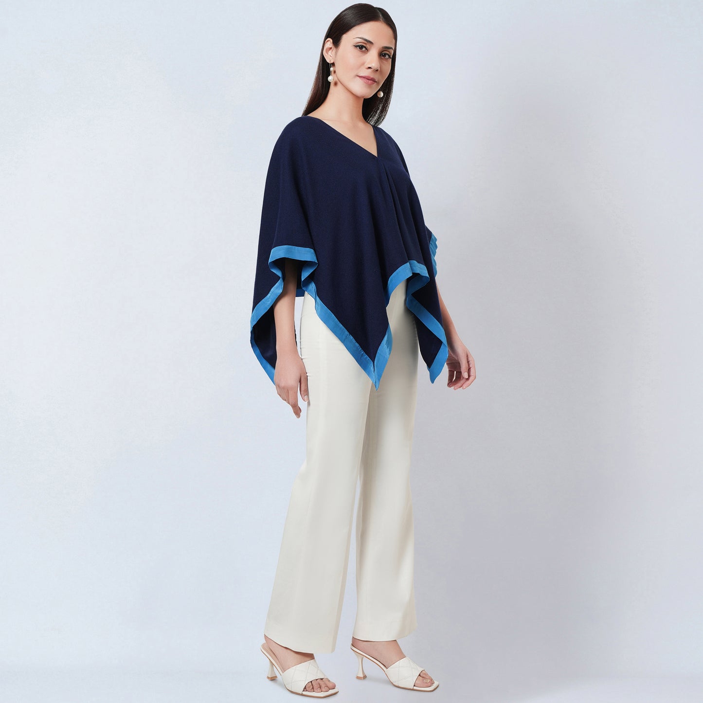 Dark Blue Short Cashmere Cape