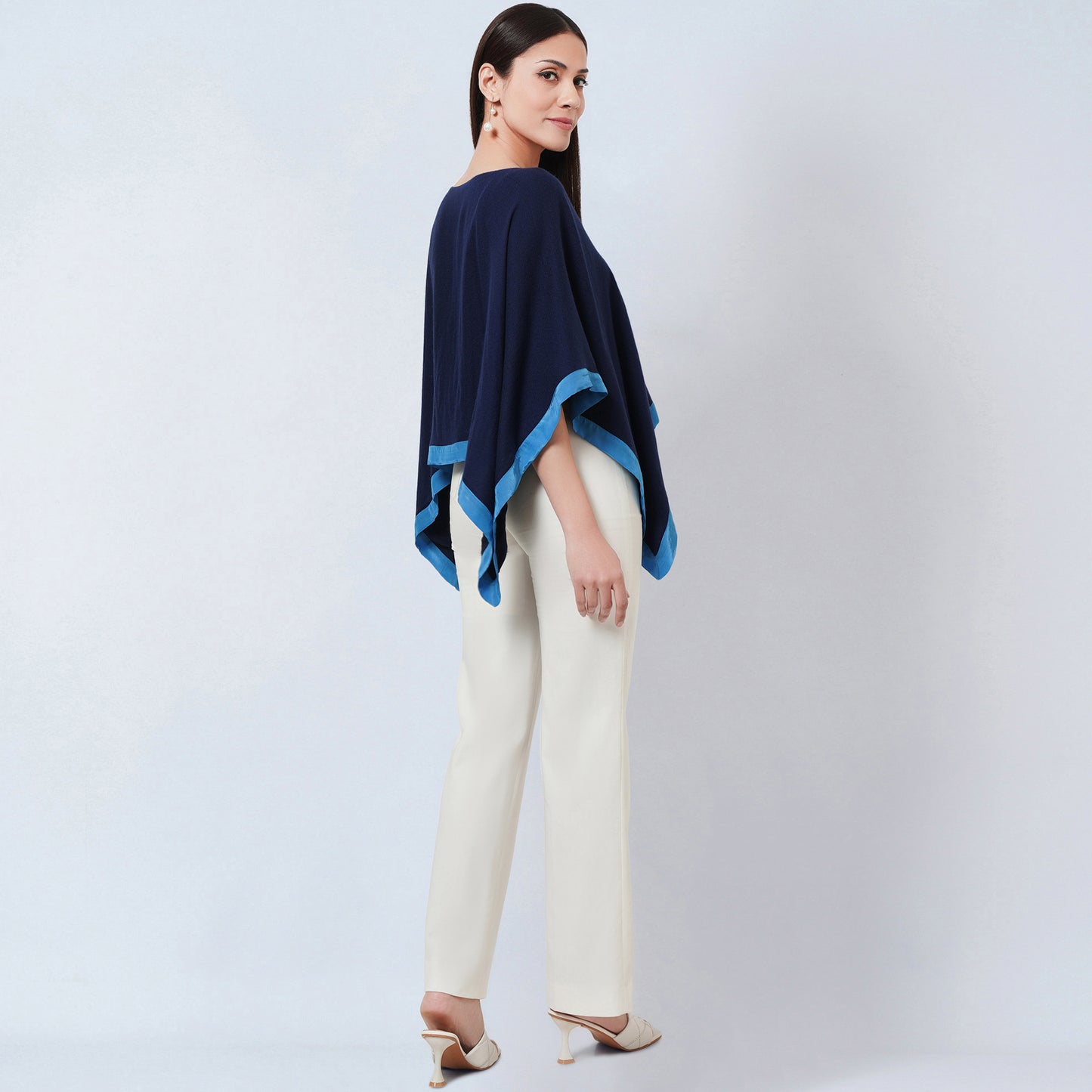 Dark Blue Short Cashmere Cape
