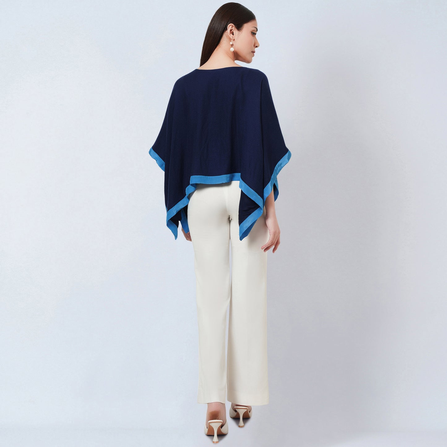 Dark Blue Short Cashmere Cape