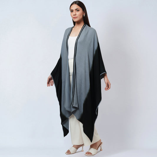 Grey and Black Ombre Cashmere Cape