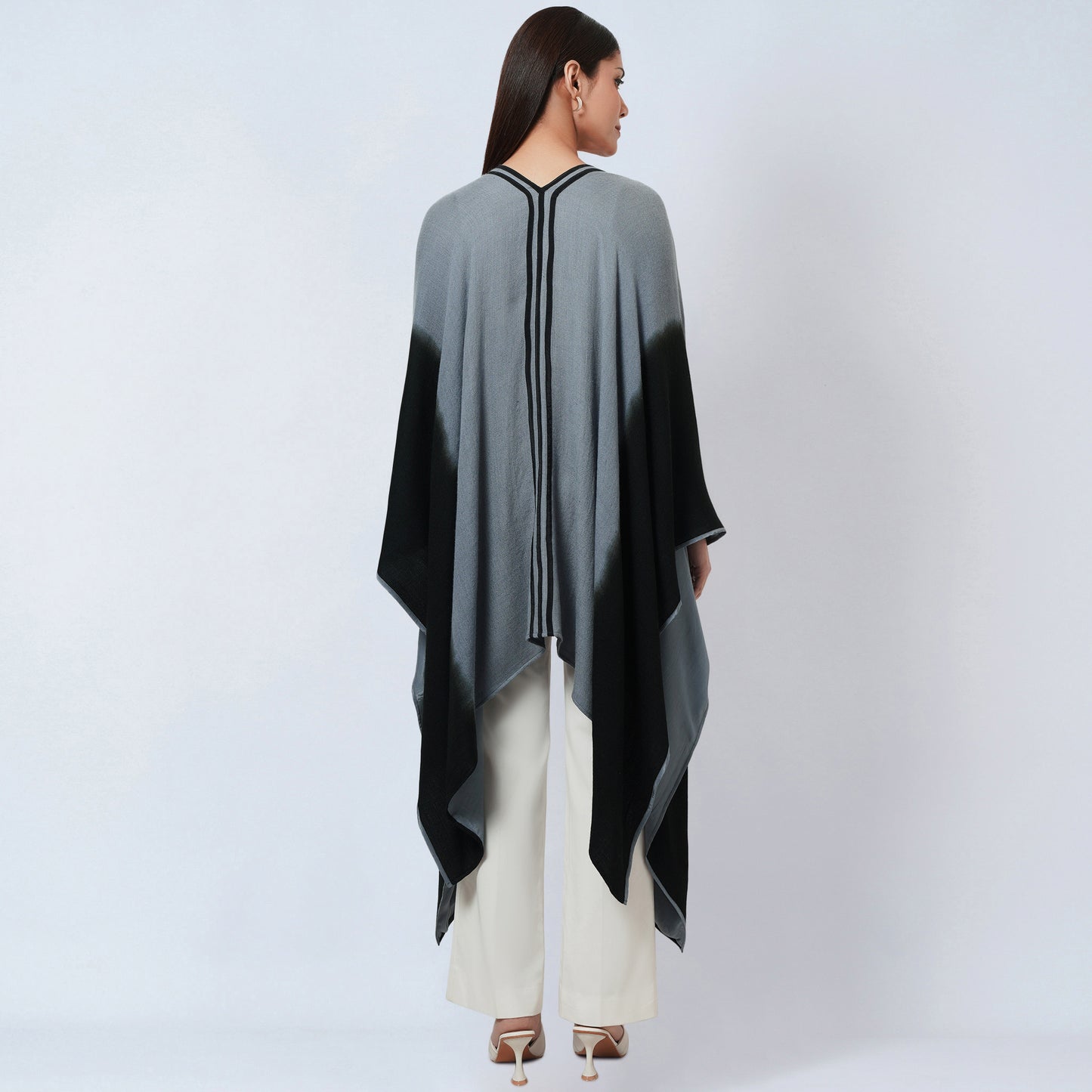 Grey and Black Ombre Cashmere Cape