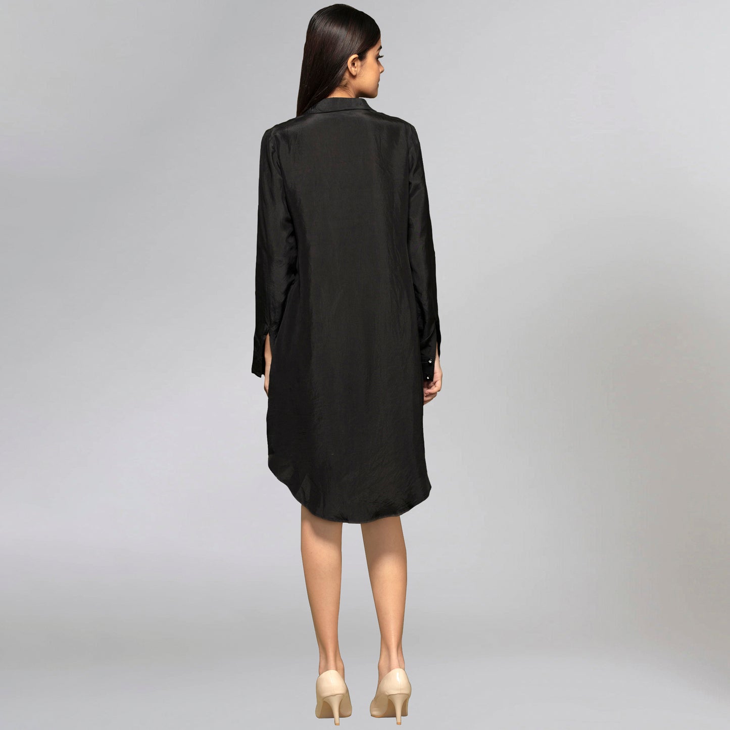 Black Silk Shirt Dress