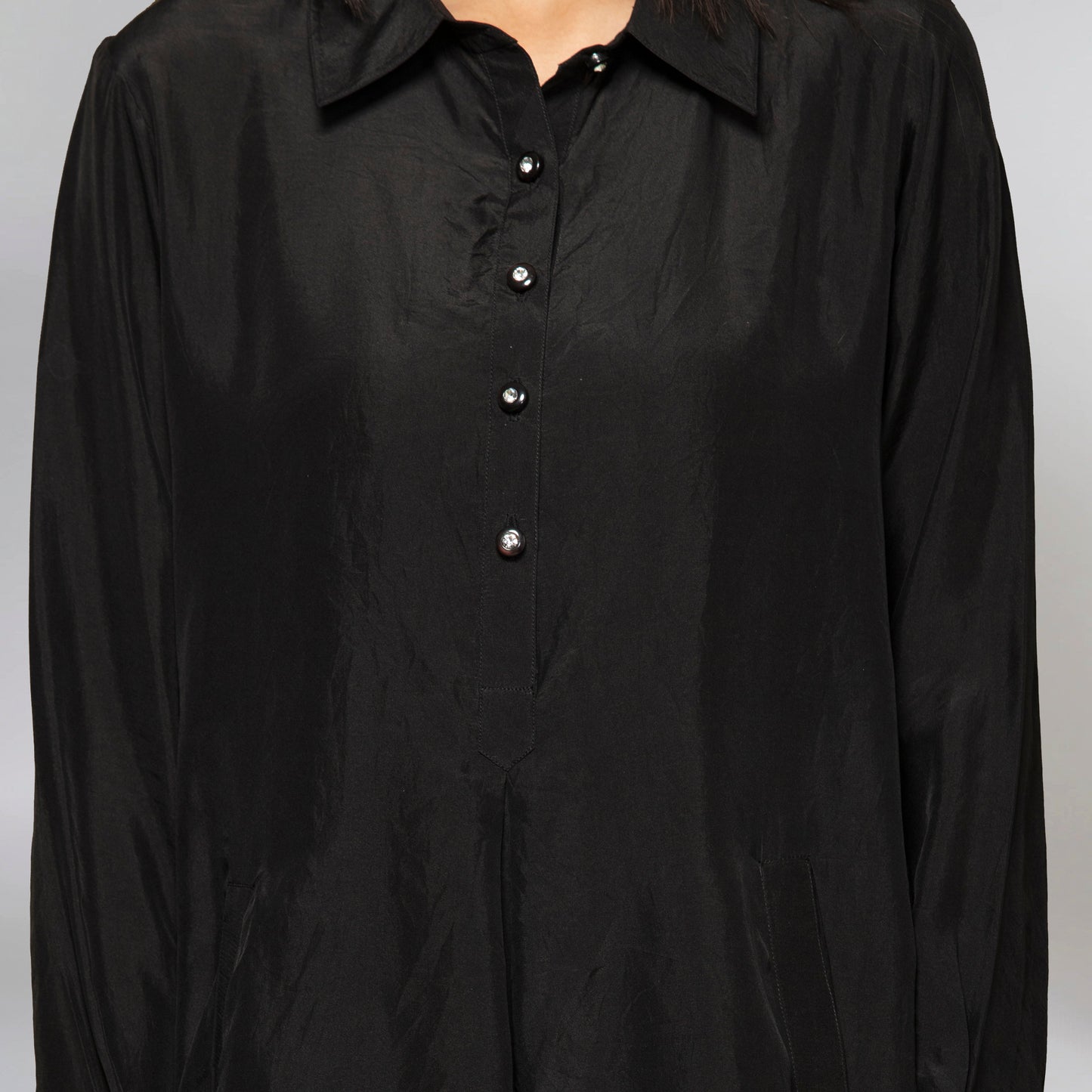 Black Silk Shirt Dress