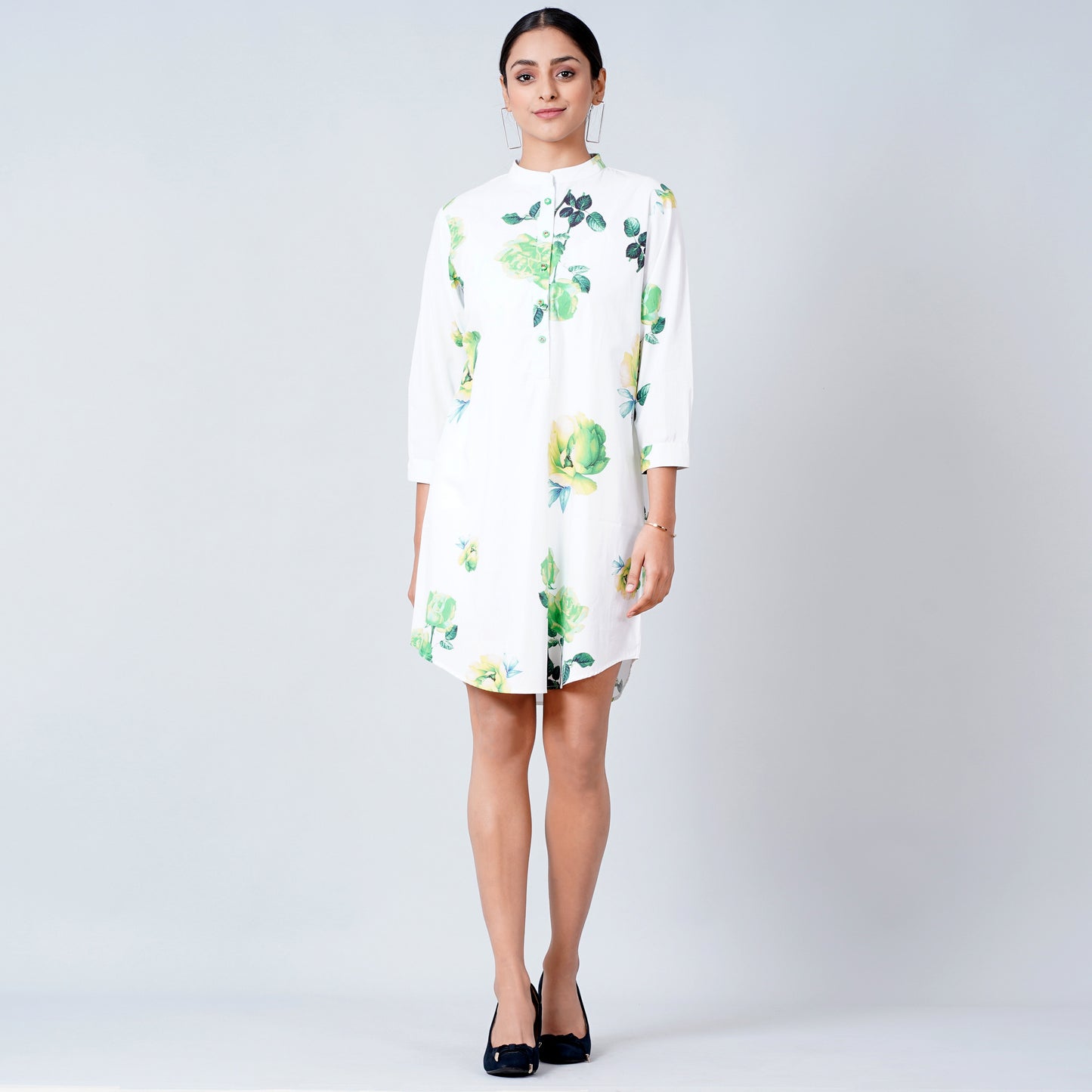 Green Floral Shirt Dress