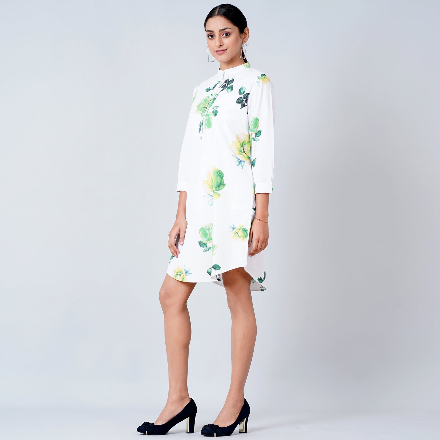Green Floral Shirt Dress