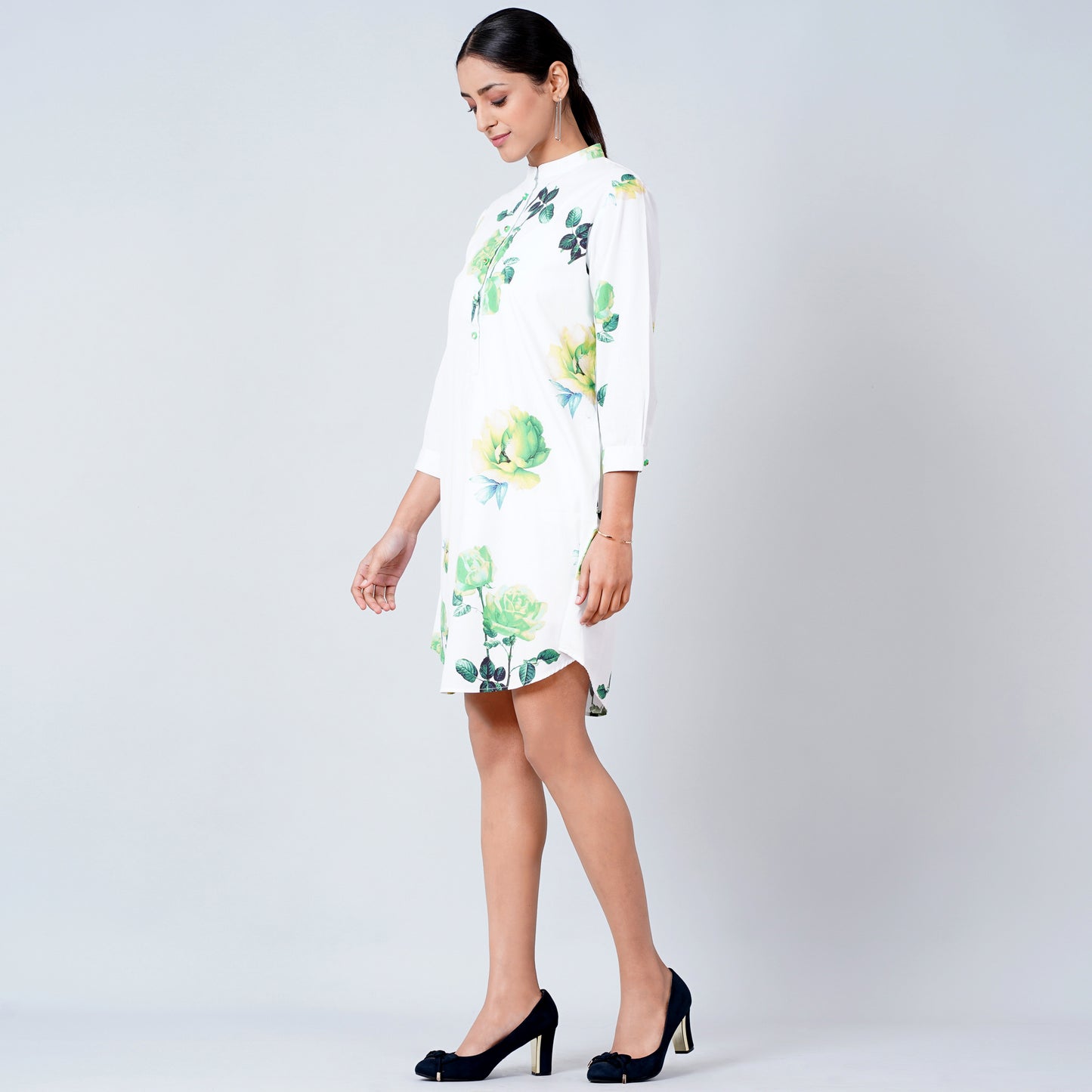 Green Floral Shirt Dress