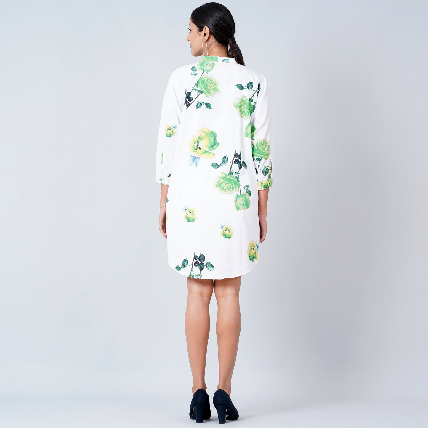 Green Floral Shirt Dress