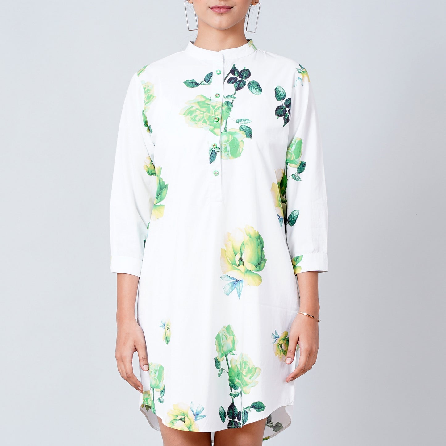 Green Floral Shirt Dress