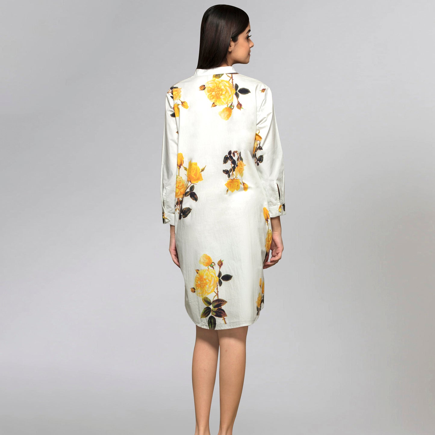 Yellow Floral Shirt Dress