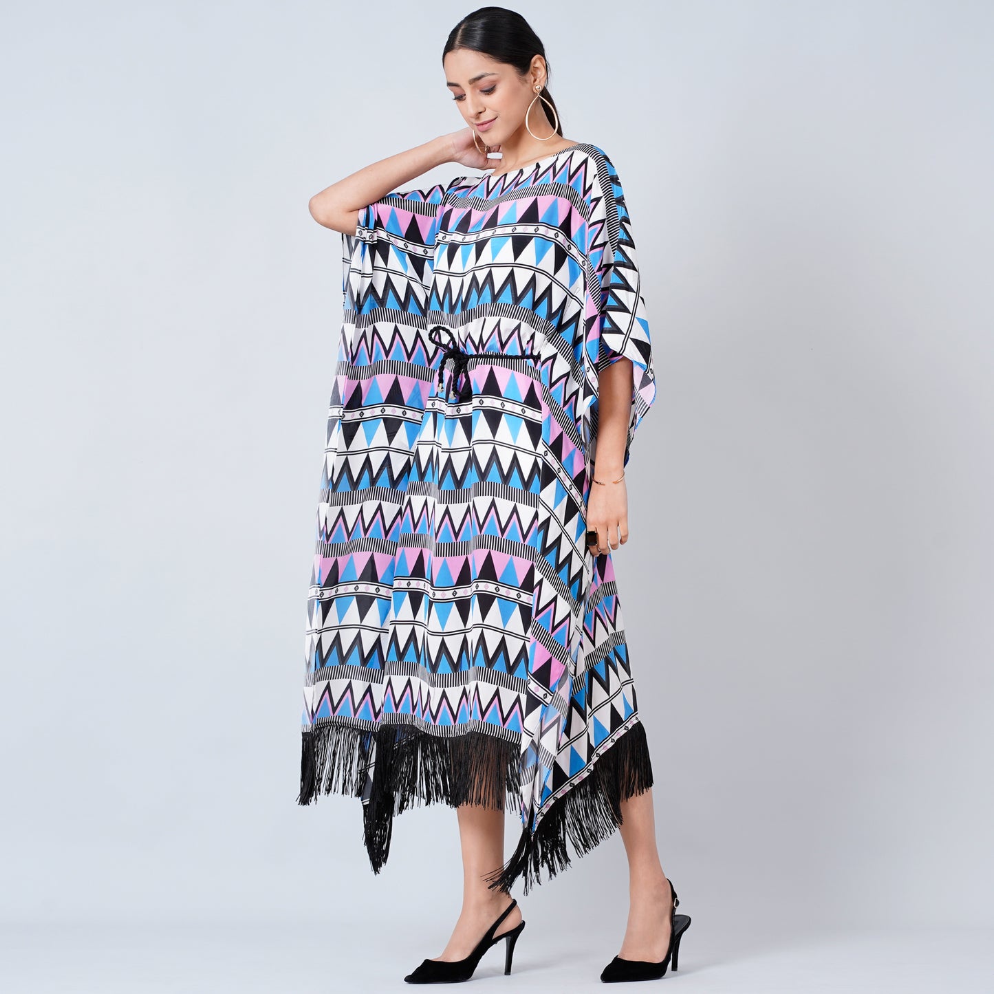 Blue and Pink Aztec Poncho Dress