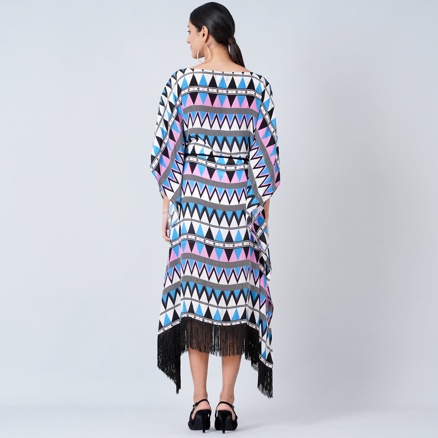Blue and Pink Aztec Poncho Dress