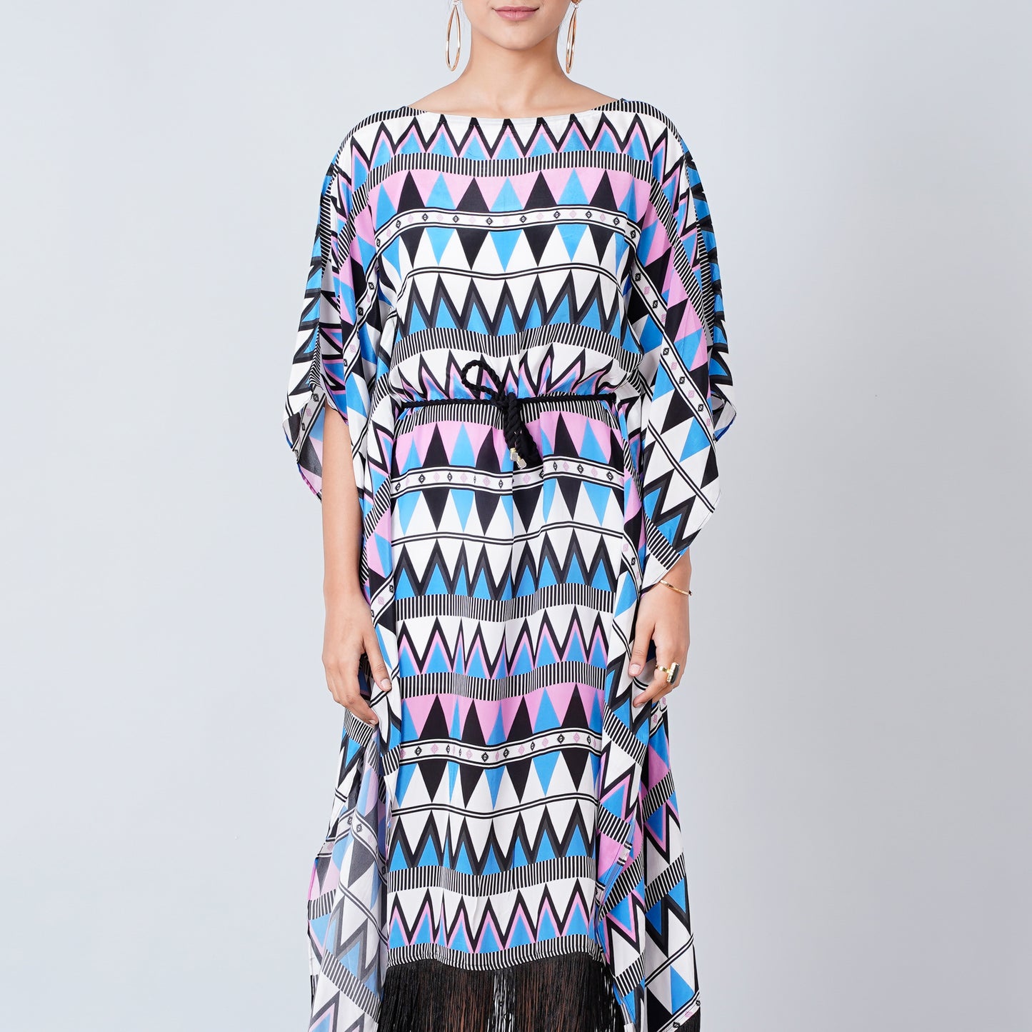 Blue and Pink Aztec Poncho Dress