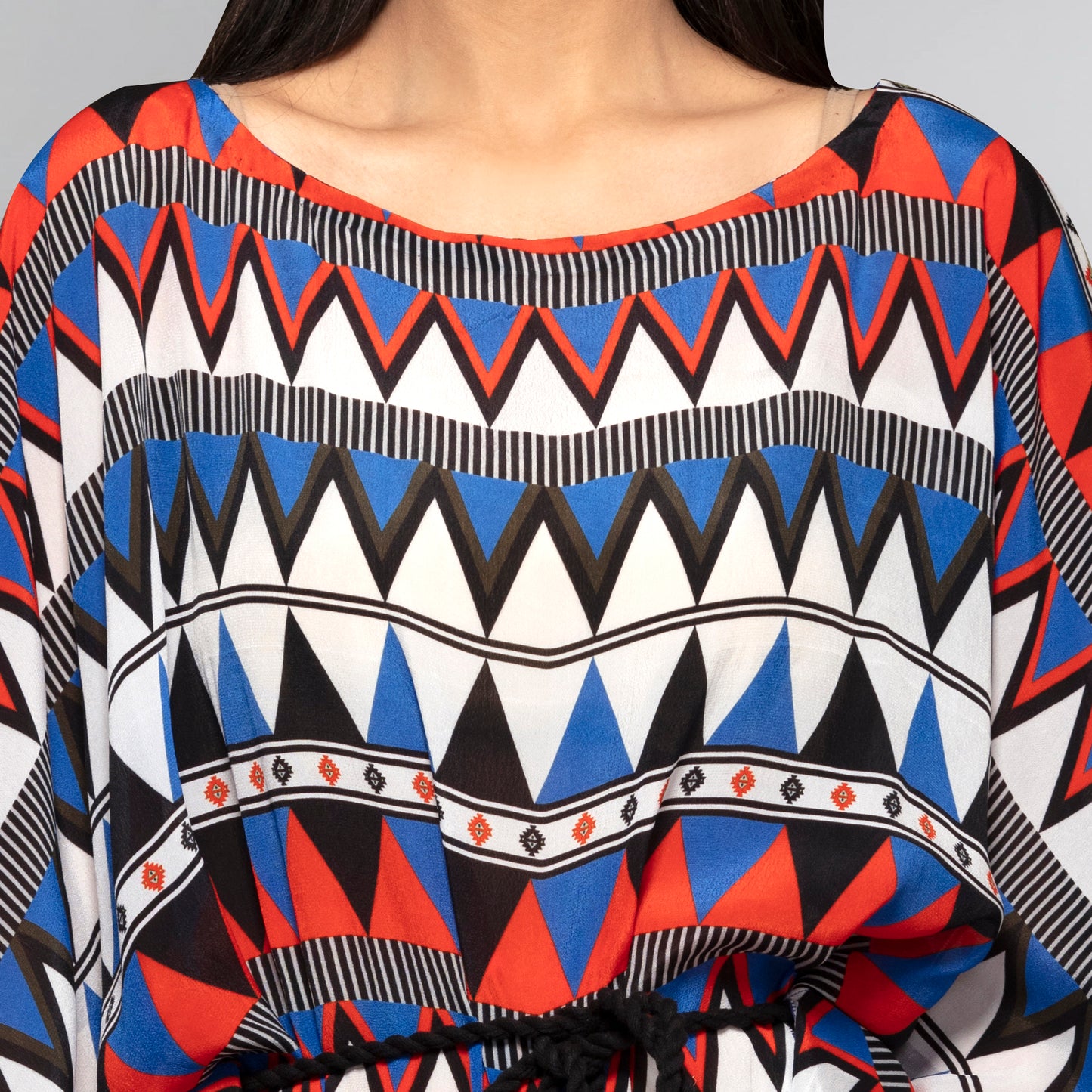 Blue and Red Aztec Poncho Dress