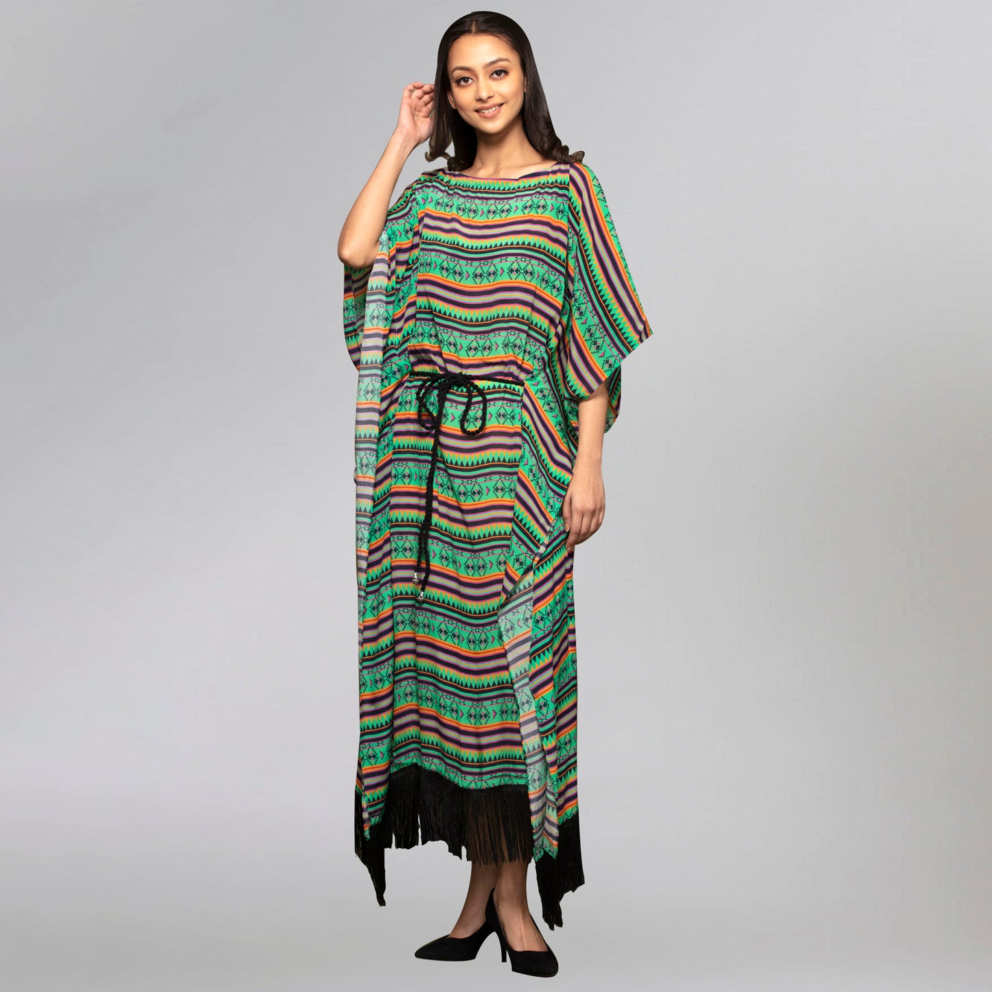 Green Aztec Poncho Dress