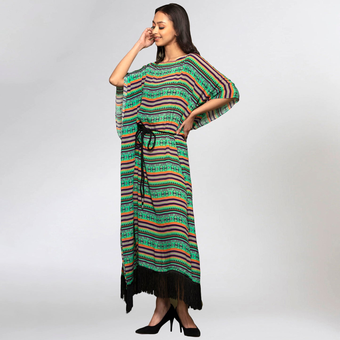 Green Aztec Poncho Dress