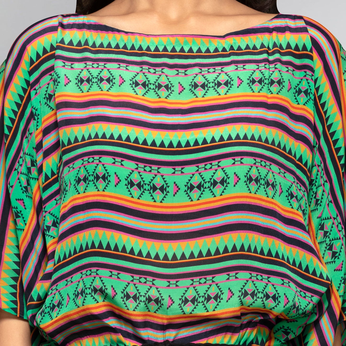 Green Aztec Poncho Dress