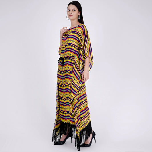 Yellow Aztec Poncho Dress