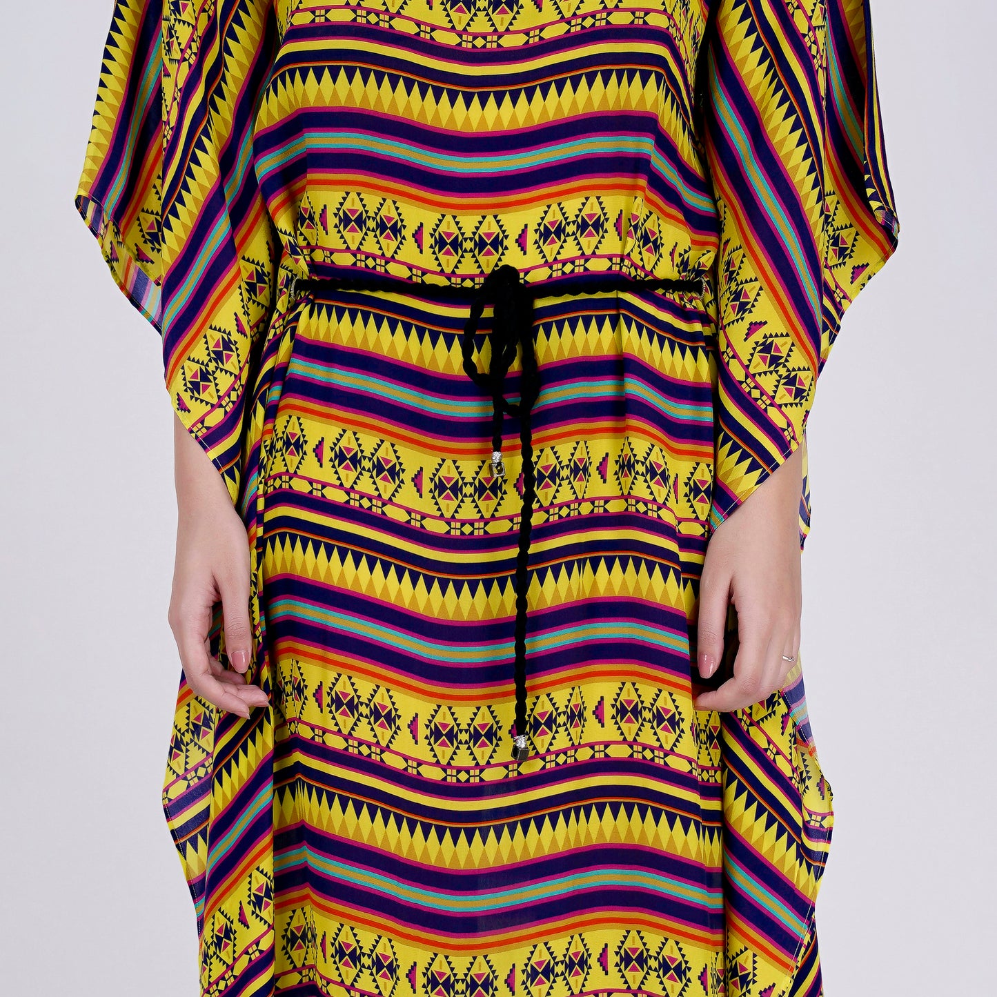 Yellow Aztec Poncho Dress