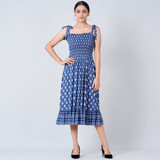 Blue Maxi Smocked Sundress