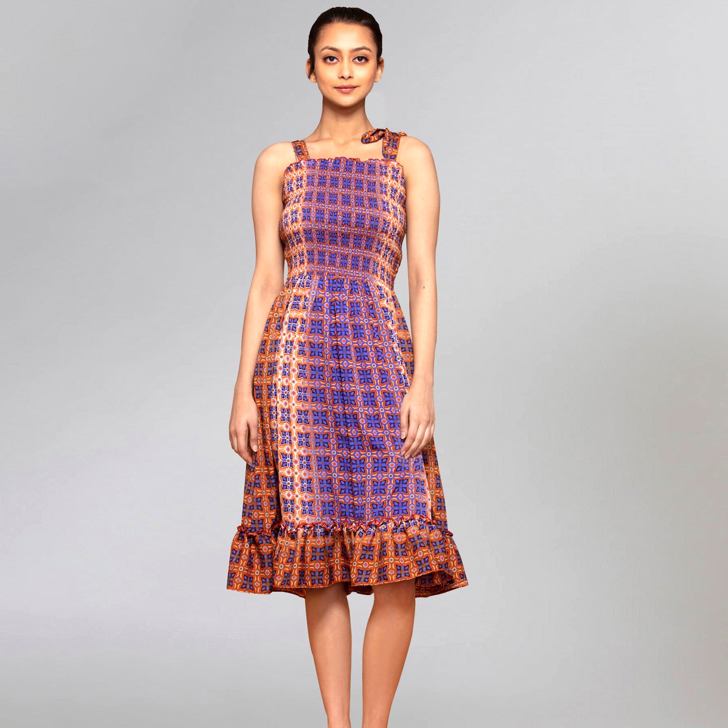 Brown Smocked Sundress