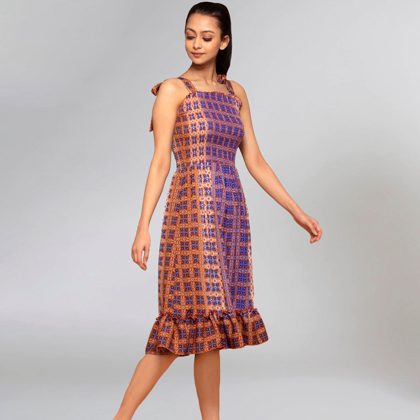 Brown Smocked Sundress