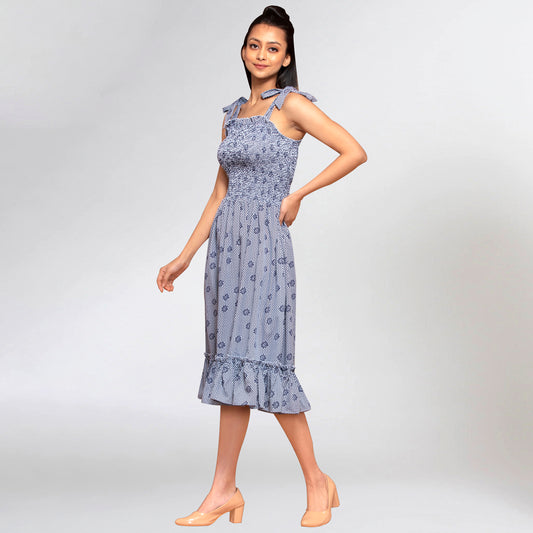 Grey Smocked Sundress