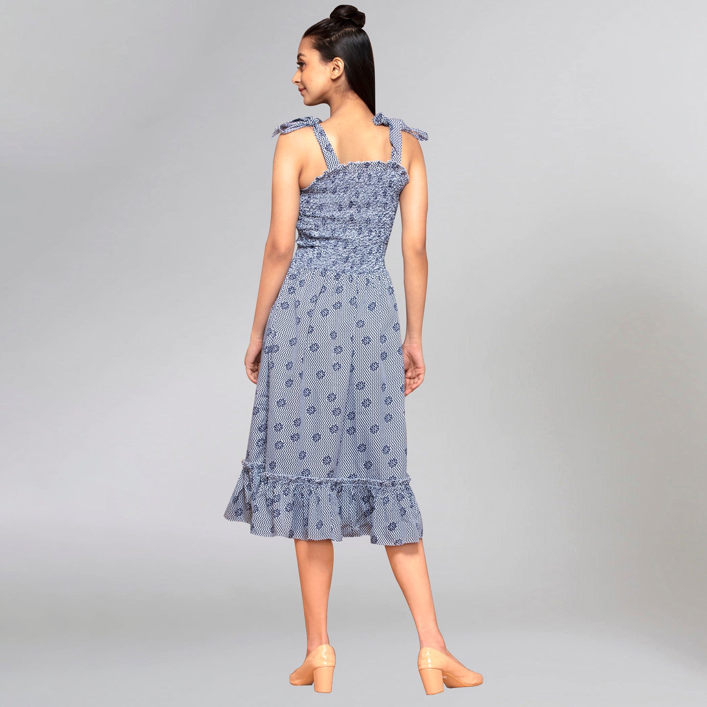 Grey Smocked Sundress