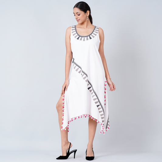 Grey A-Line Tassel Dress