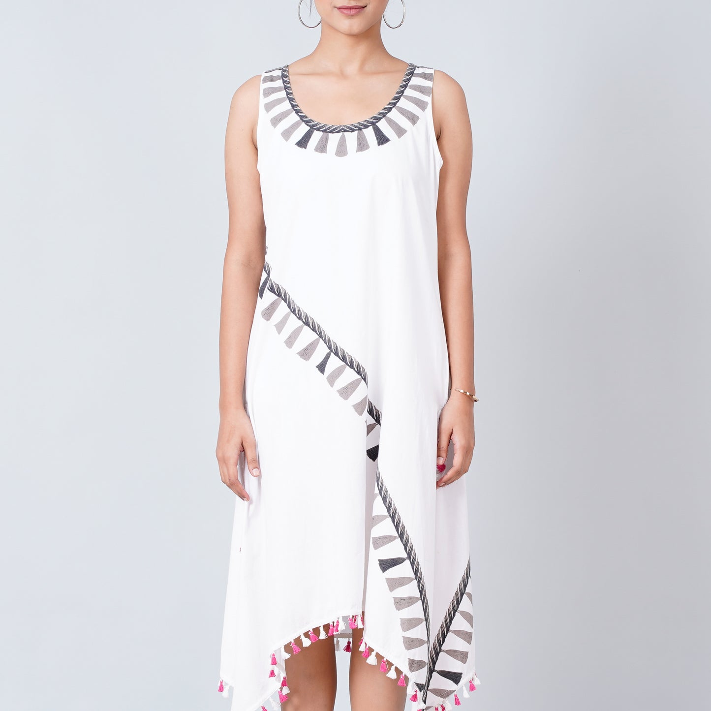 Grey A-Line Tassel Dress