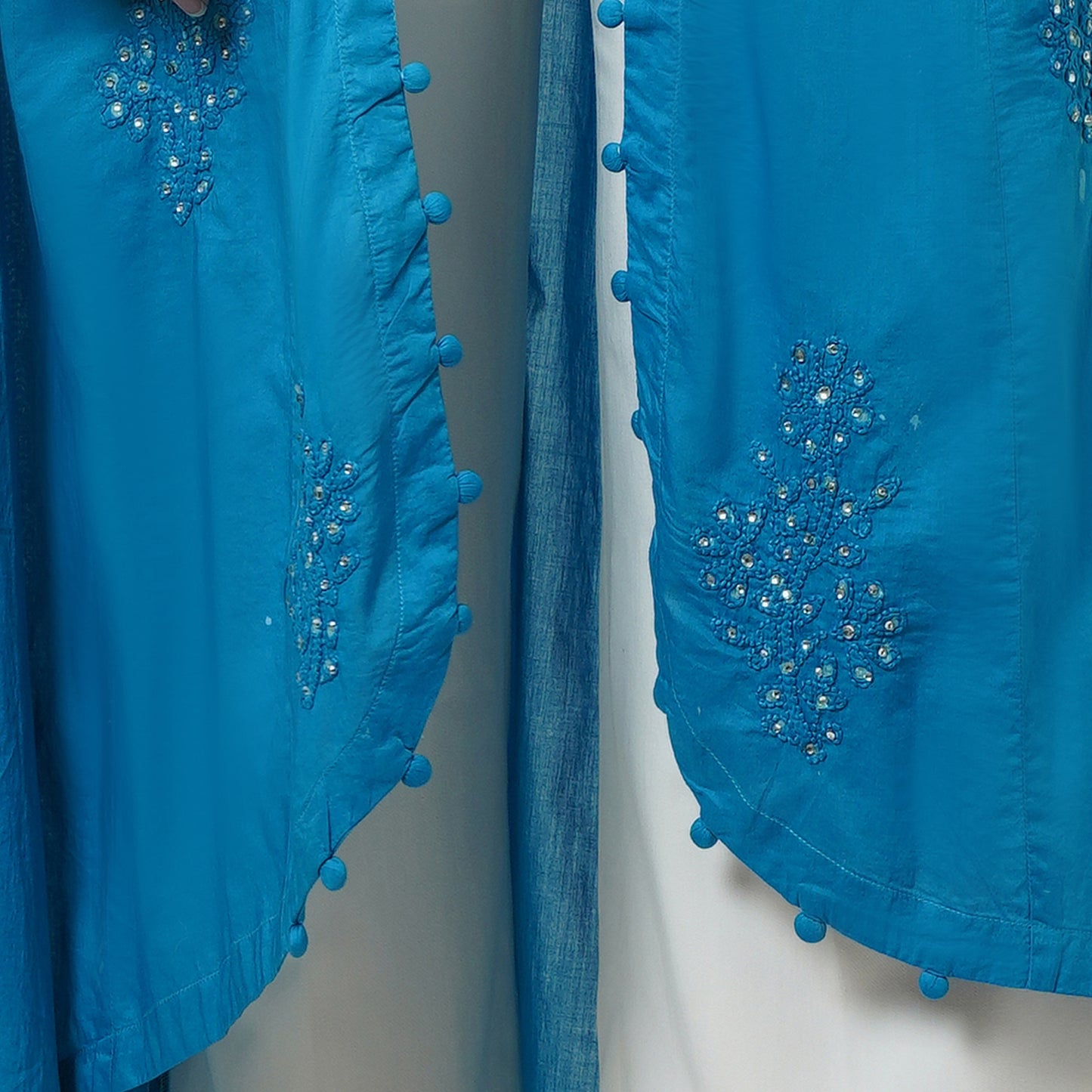 Blue Embellished Coat Dress