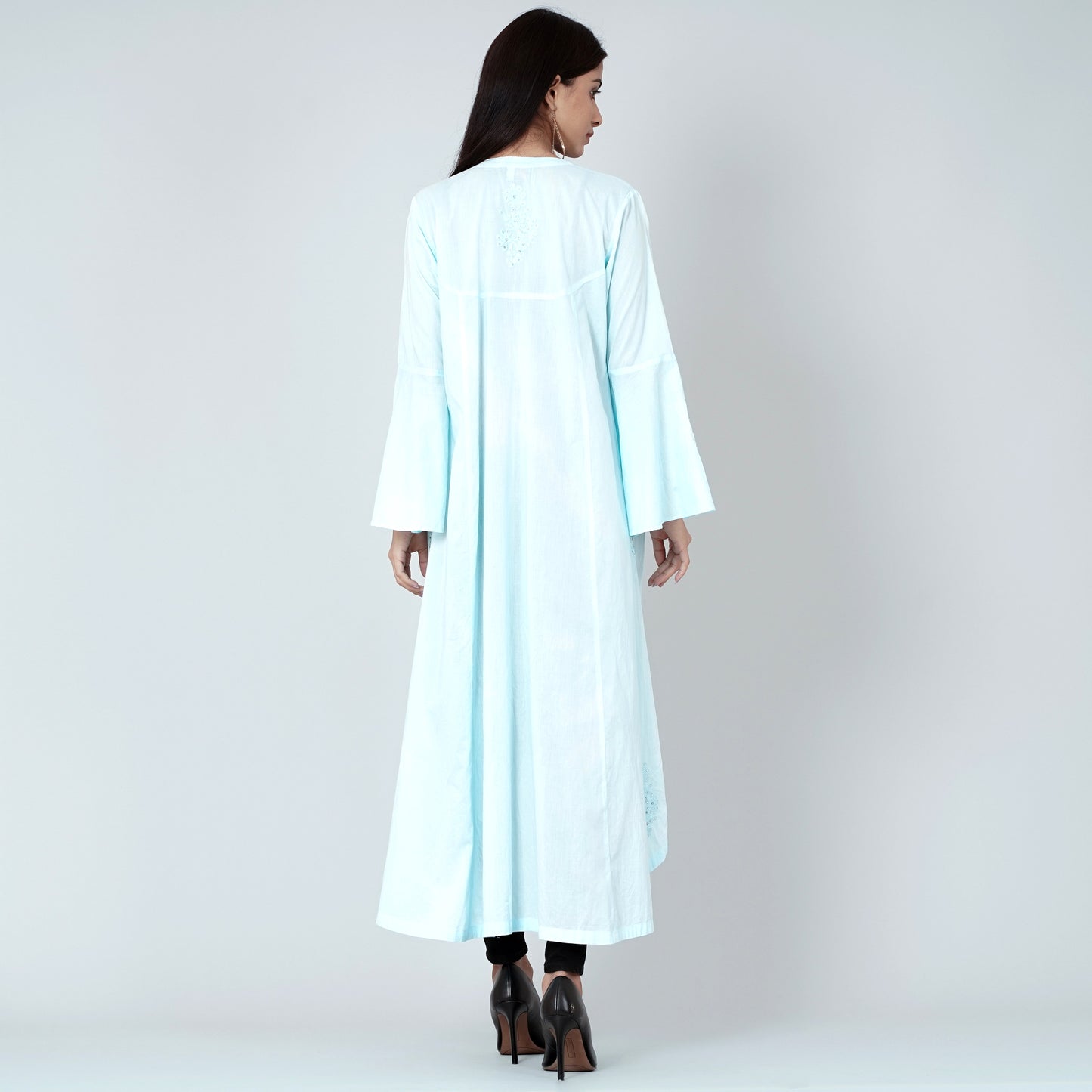 Light Blue Embellished Coat Dress