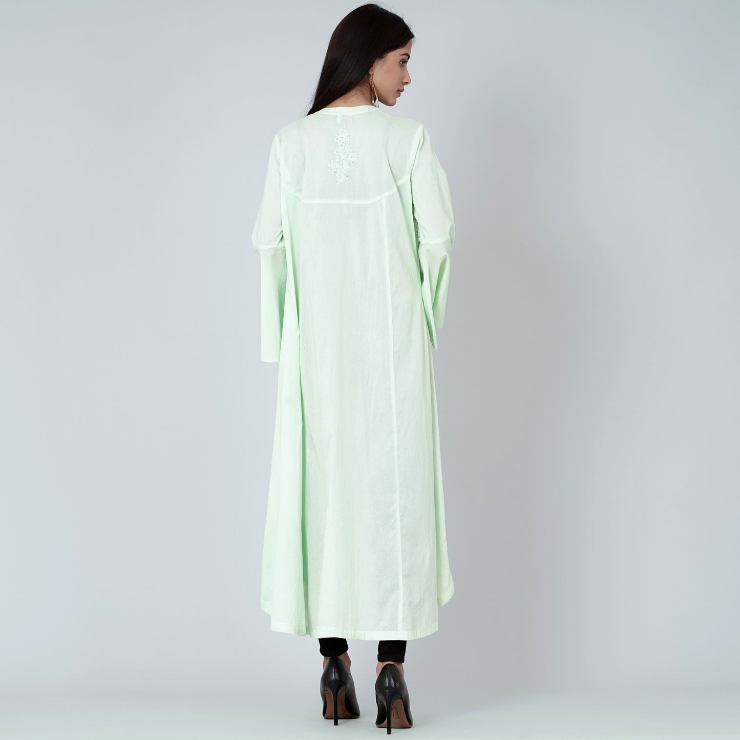 Pastel Green Embellished Coat Dress