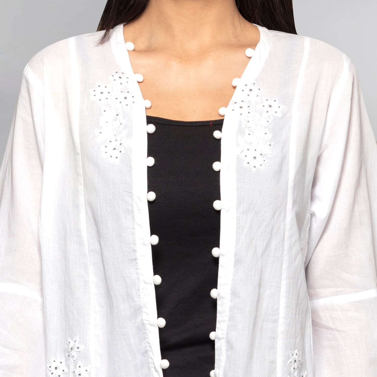 White Embellished Coat Dress