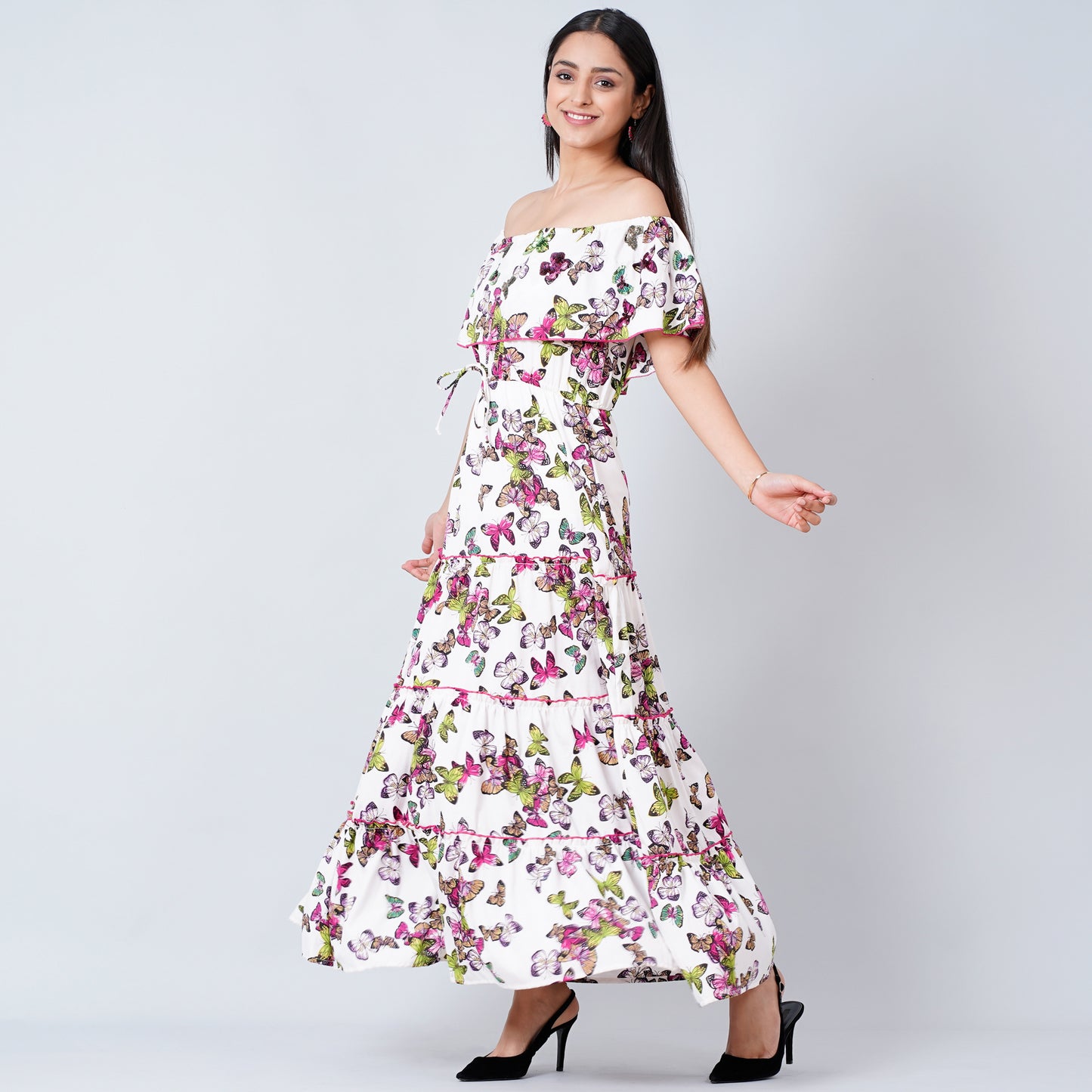 Multicoloured Maxi Ruffle Dress