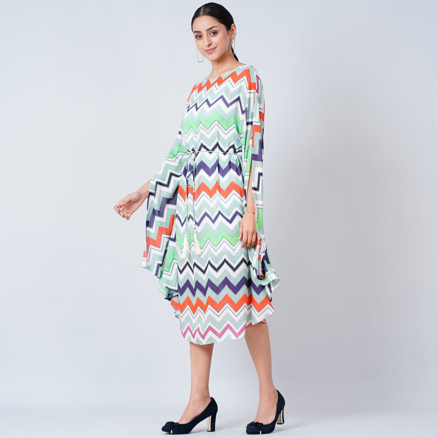Blue and Orange Chevron Long Dress